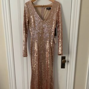 Capture the Moon Rose Gold Long Sleeve Dress